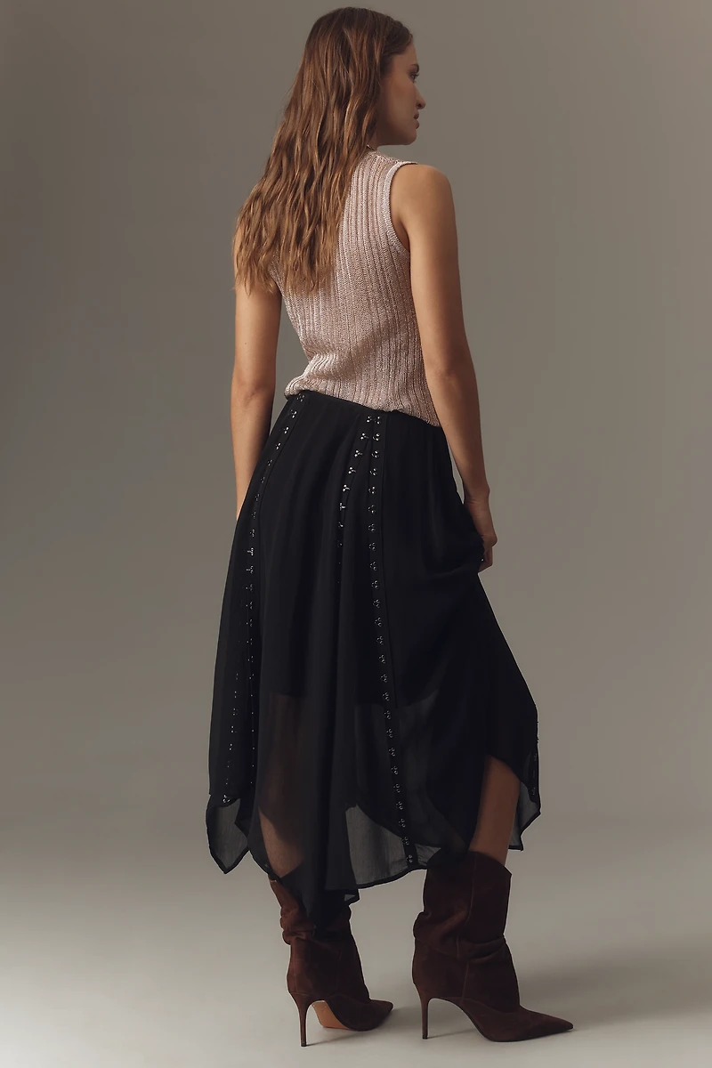 By Anthropologie Hook-and-Eye Sheer Midi Skirt