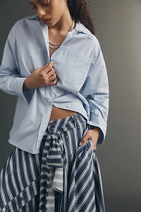 Pilcro Asymmetric Raw-Edge Tie-Waist Skirt