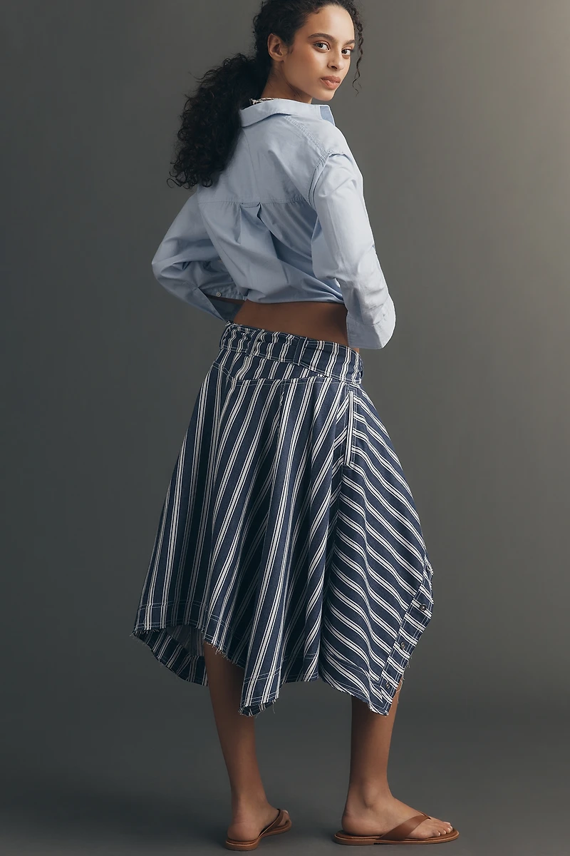 Pilcro Asymmetric Raw-Edge Tie-Waist Skirt