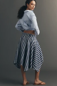 Pilcro Asymmetric Raw-Edge Tie-Waist Skirt