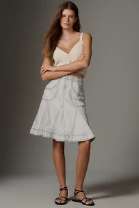 Pilcro Fluted Denim Skirt