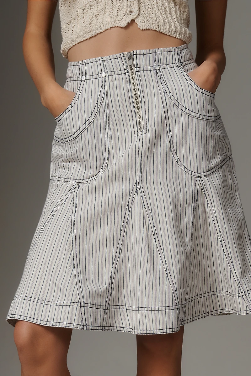 Pilcro Fluted Denim Skirt