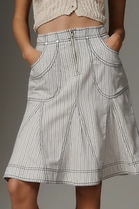 Pilcro Fluted Denim Skirt