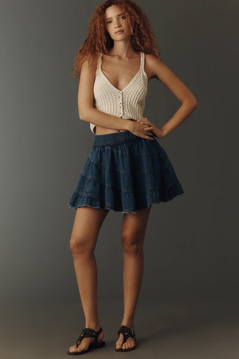 Reese Tiered Smocked Mini Skirt by Pilcro