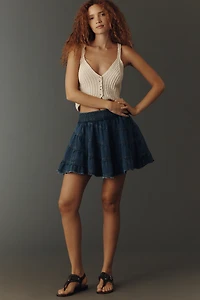 Reese Tiered Smocked Mini Skirt by Pilcro