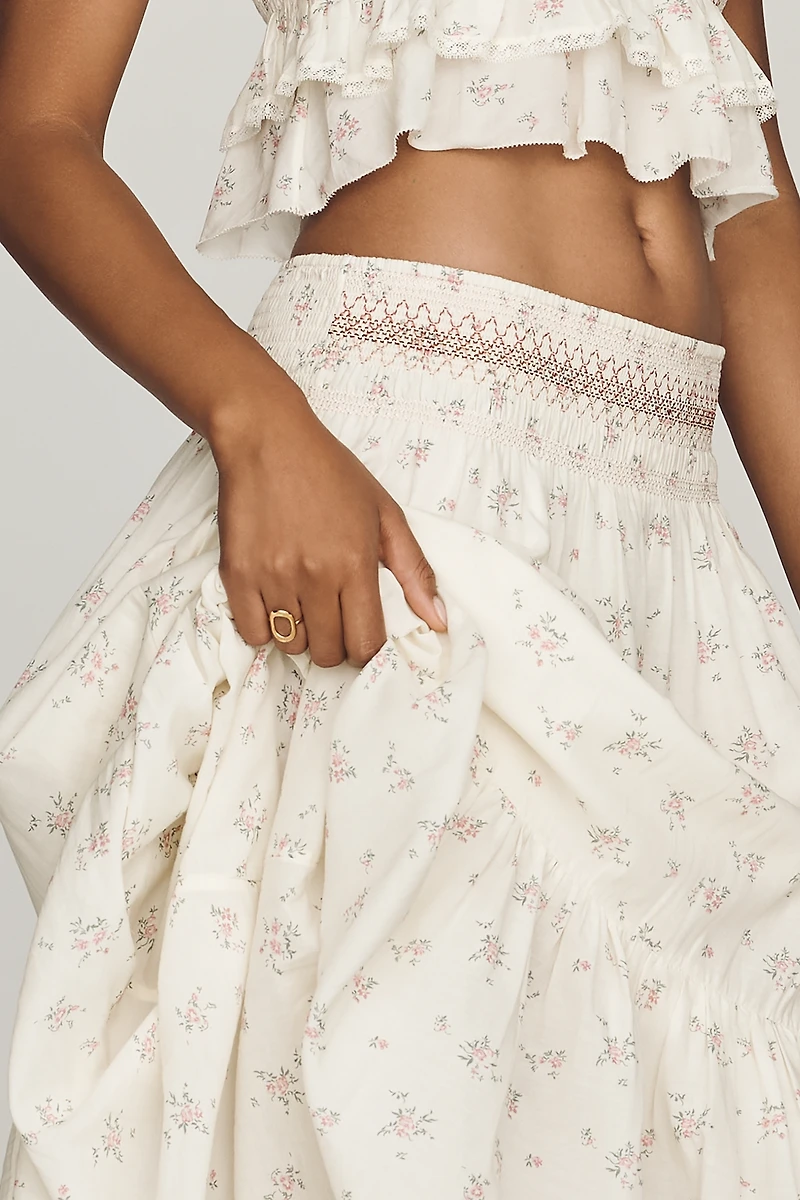 By Anthropologie Smocked Tiered Maxi Skirt