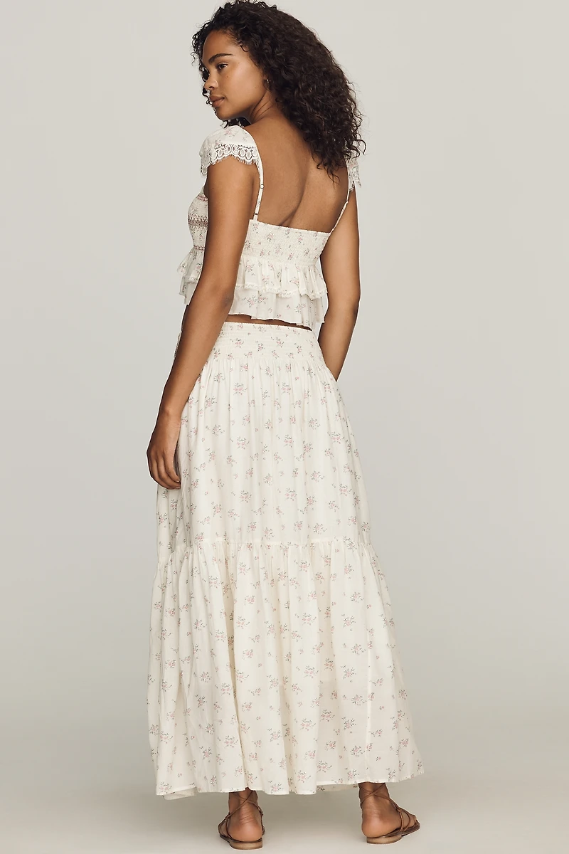 By Anthropologie Smocked Tiered Maxi Skirt
