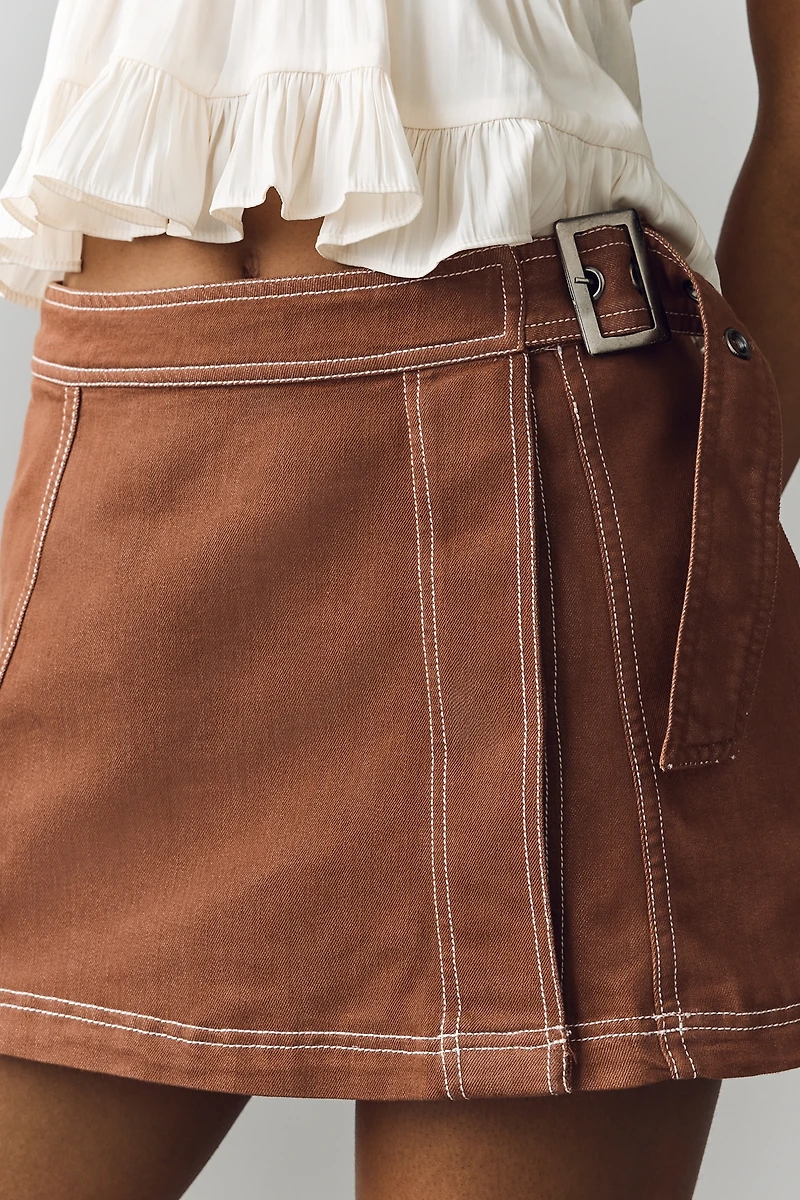 Pilcro Belted Wrap Skort