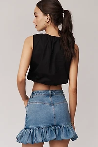 Siempre Naomi Denim Bubble-Hem Mini Skirt