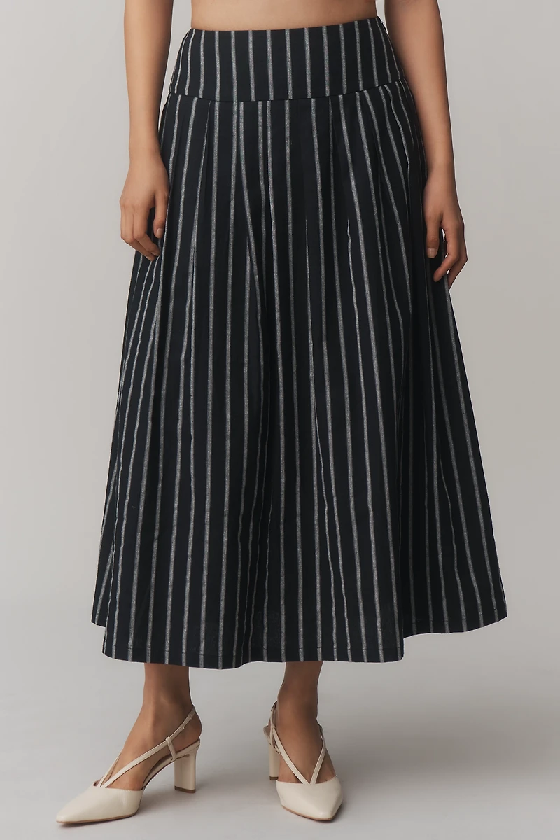 &.Layered Pinstripe A-Line Midi Skirt