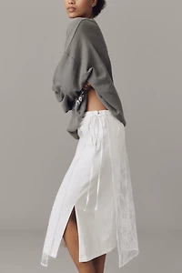 &.Layered Lace Slip Midi Skirt