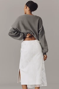 &.Layered Lace Slip Midi Skirt