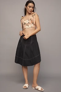 By Anthropologie Linen Blend A-Line Skirt
