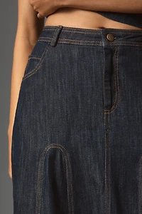 Pilcro Denim Godet Midi Skirt