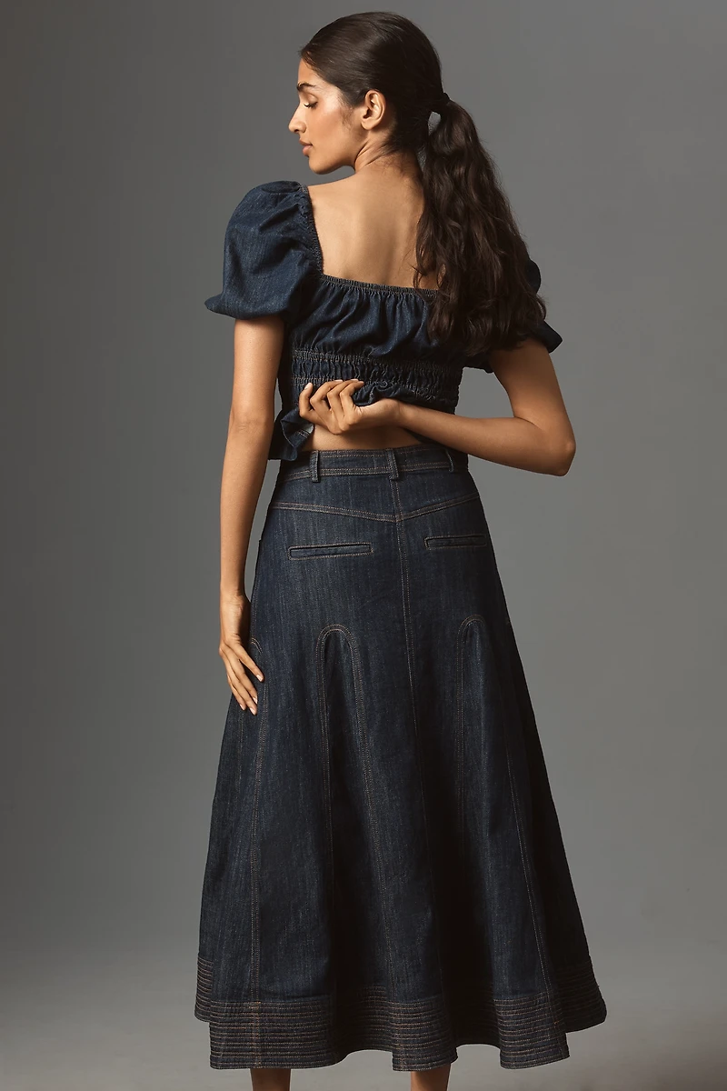 Pilcro Denim Godet Midi Skirt