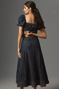Pilcro Denim Godet Midi Skirt