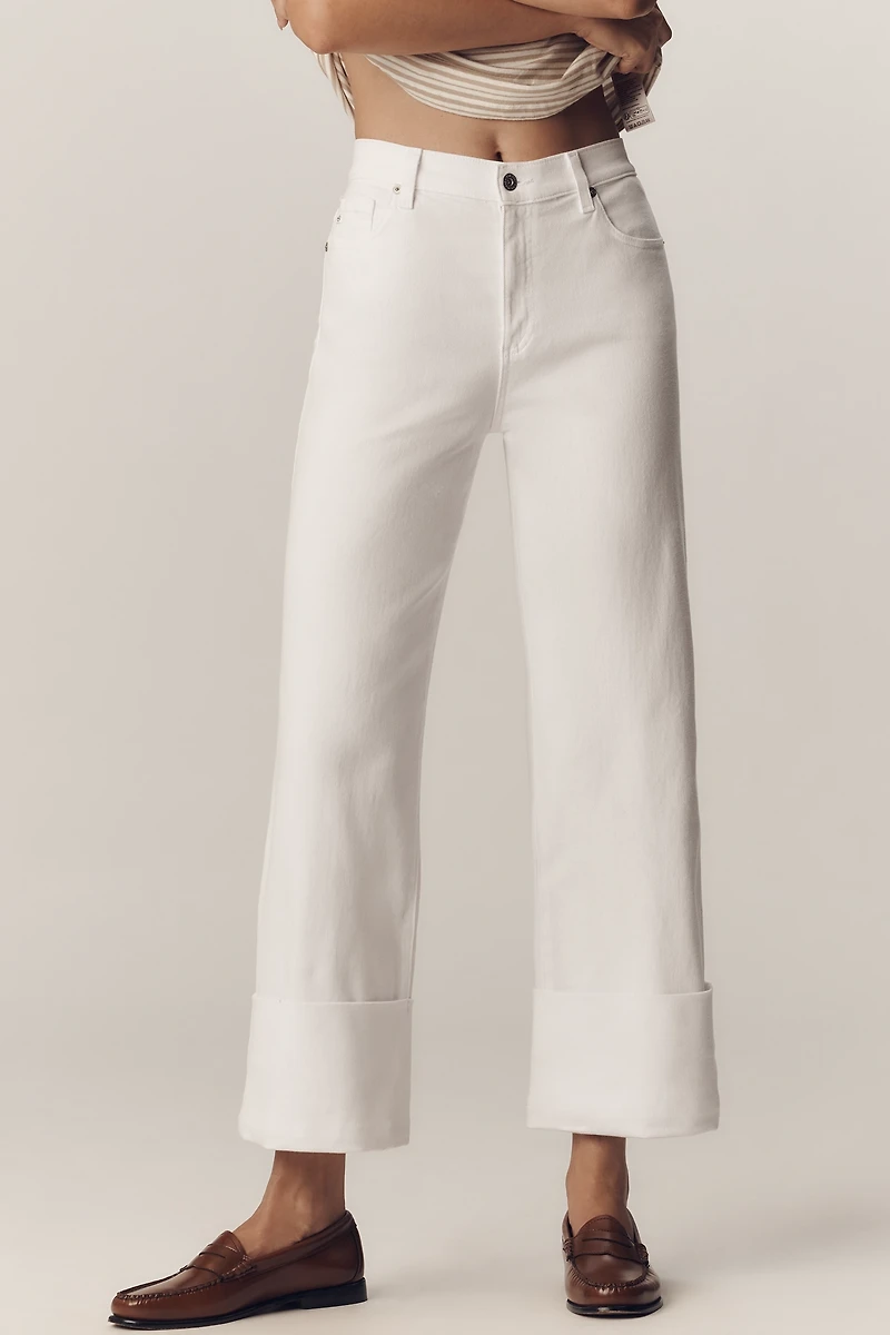 AG Saige High-Rise Wide-Leg Tie-Waist Crop Jeans