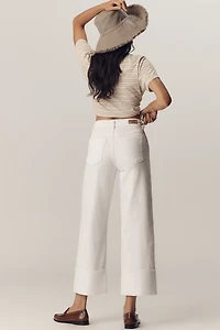 AG Saige High-Rise Wide-Leg Tie-Waist Crop Jeans