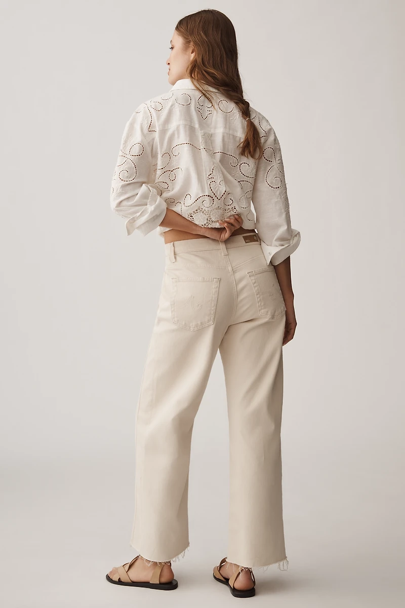 AG Saige Mid-Rise Paneled Crop Wide-Leg Jeans
