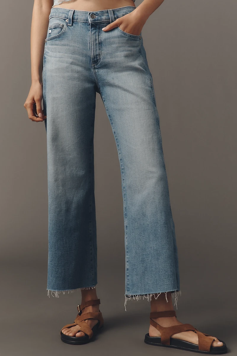 AG Saige High-Rise Paneled Crop Wide-Leg Jeans