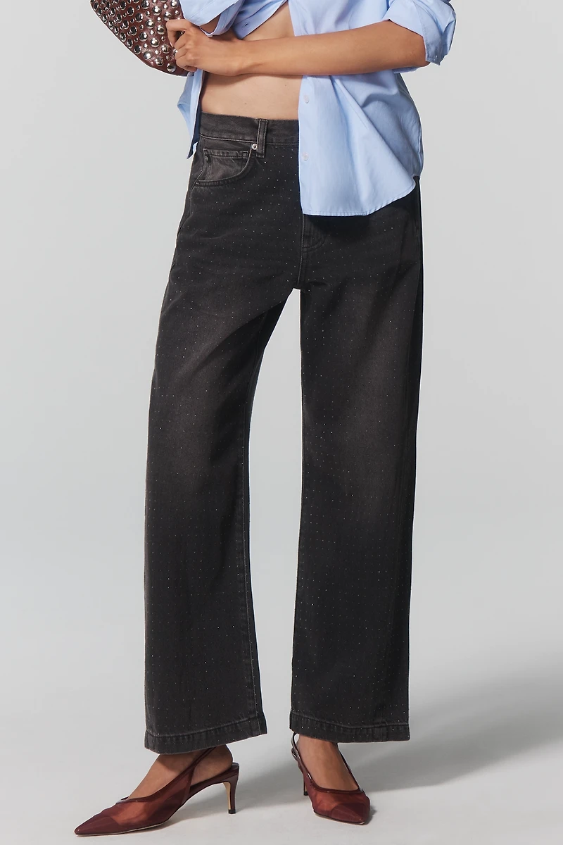 AG Hattie Embellished High-Rise Taper Jeans
