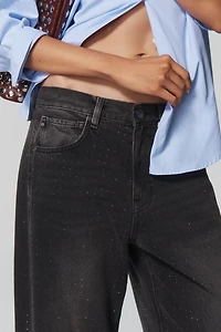 AG Hattie Embellished High-Rise Taper Jeans