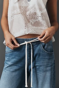 AG Adria High Rise Drawstring Wide Leg Jeans