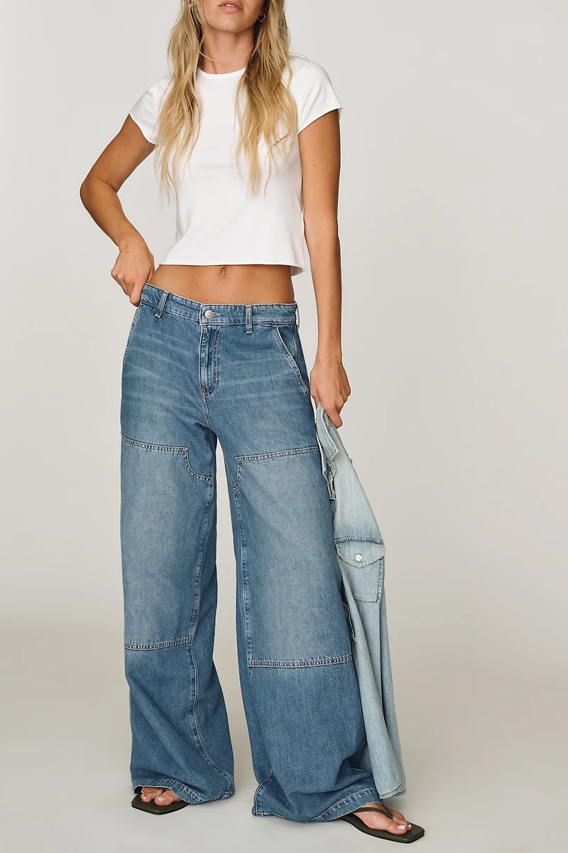 AG Stella Mid-Rise Wide-Leg Jeans