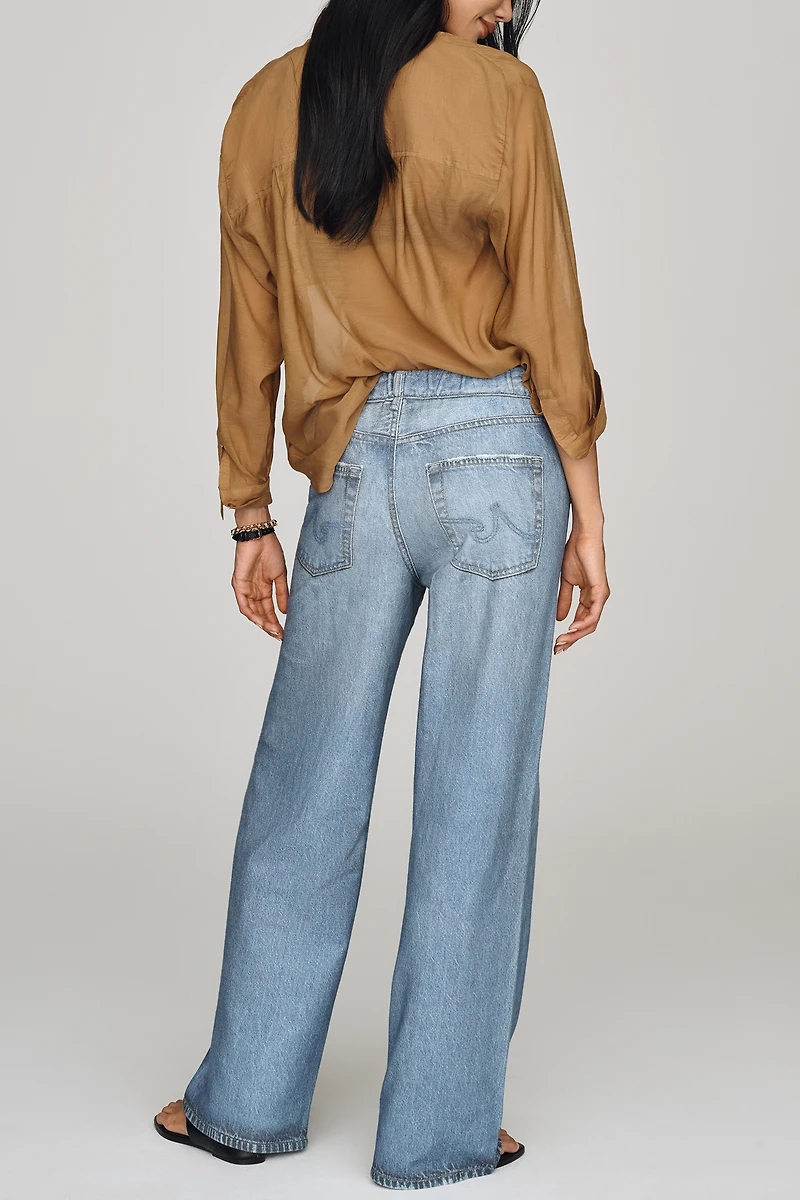 AG Adria Mid-Rise Wide-Leg Sweatpant Jeans