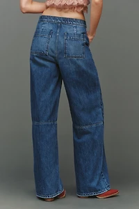 Joe's Jeans Seamed Harlowe High-Rise Trouser Wide-Leg