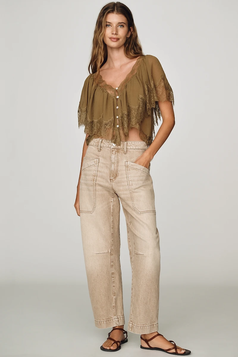 Joe's Jeans Double Pocket Mid-Rise Barrel-Leg