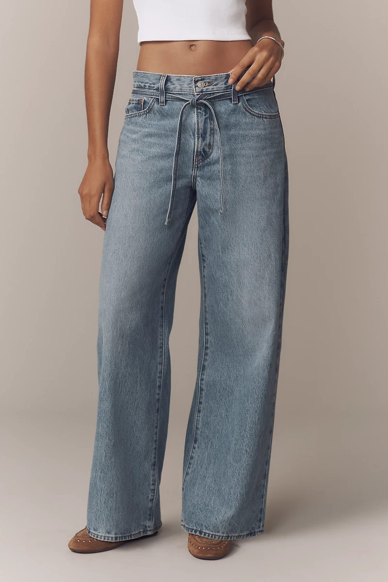 Levis XL Straight Mid-Rise Wide-Leg Tie-Waist Jeans