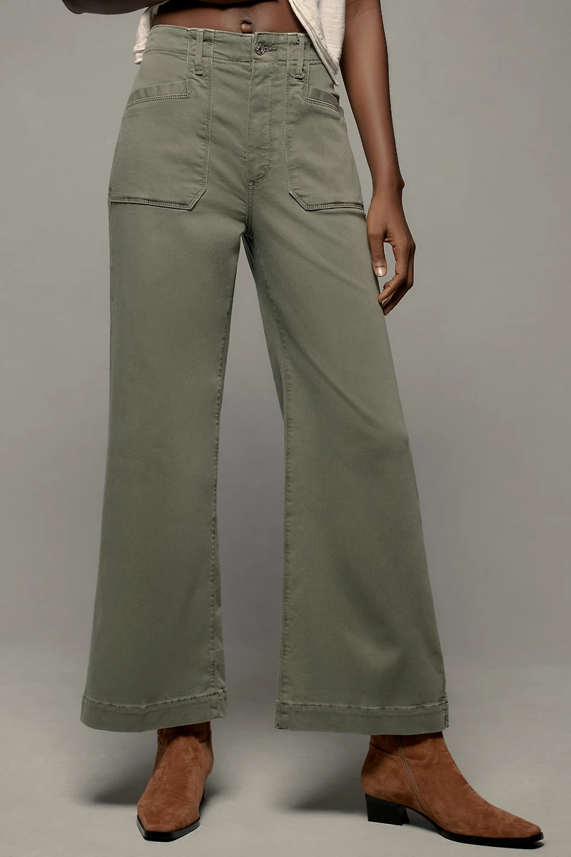 PAIGE Anessa Welt Utility Pocket High-Rise Crop Wide-Leg Jeans