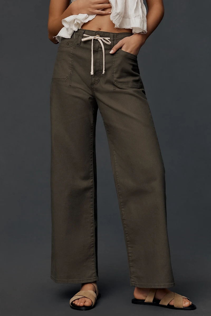 PAIGE Ari Tie-Waist High-Rise Wide-Leg Jeans