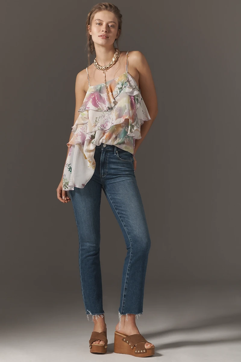 PAIGE Colette High-Rise Raw-Hem Crop Flare Jeans