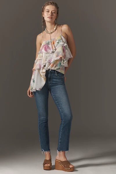 PAIGE Colette High-Rise Raw-Hem Crop Flare Jeans