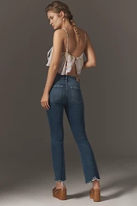 PAIGE Colette High-Rise Raw-Hem Crop Flare Jeans