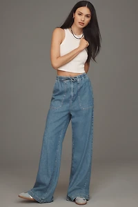 PAIGE Rumi High-Rise Wide-Leg Tie-Waist Jeans