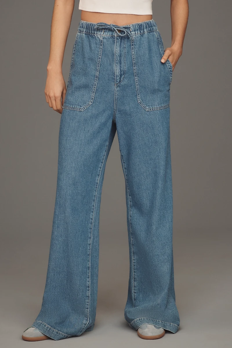 PAIGE Rumi High-Rise Wide-Leg Tie-Waist Jeans