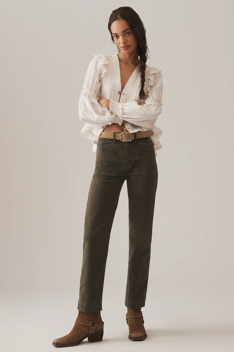 PAIGE Quincy Mid-Rise Straight-Leg Ankle Jeans