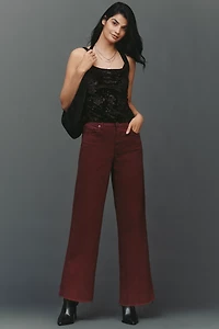 PAIGE Anessa High-Rise Wide-Leg Raw-Hem Jeans