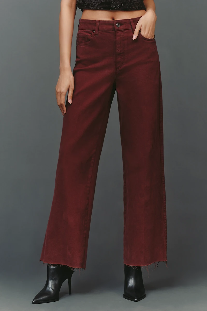 PAIGE Anessa High-Rise Wide-Leg Raw-Hem Jeans