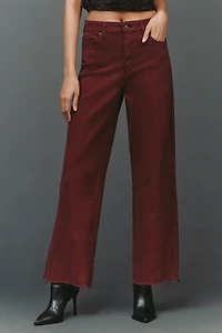 PAIGE Anessa High-Rise Wide-Leg Raw-Hem Jeans