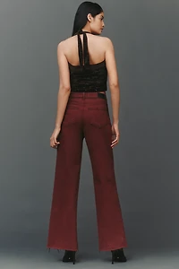 PAIGE Anessa High-Rise Wide-Leg Raw-Hem Jeans