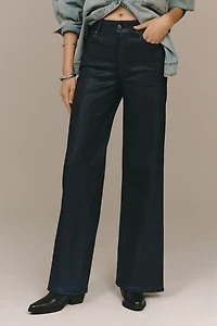 PAIGE Anessa Coated High-Rise Wide-Leg Jeans