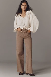 PAIGE Anessa Raw-Hem High-Rise Wide-Leg Jeans