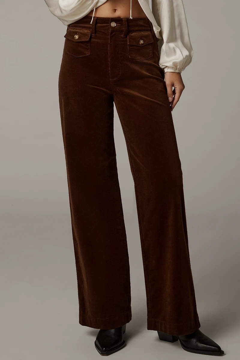 PAIGE Anessa High-Rise Wide-Leg Patch-Pocket Jeans