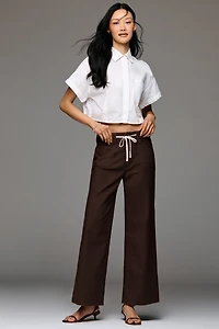PAIGE Ari Tie-Waist High-Rise Wide-Leg Jeans