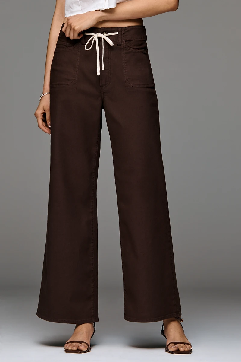 PAIGE Ari Tie-Waist High-Rise Wide-Leg Jeans