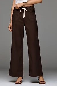 PAIGE Ari Tie-Waist High-Rise Wide-Leg Jeans